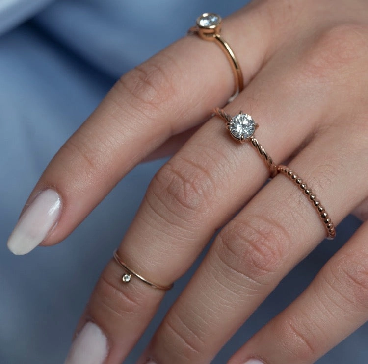 14K Beaded Stackable Band