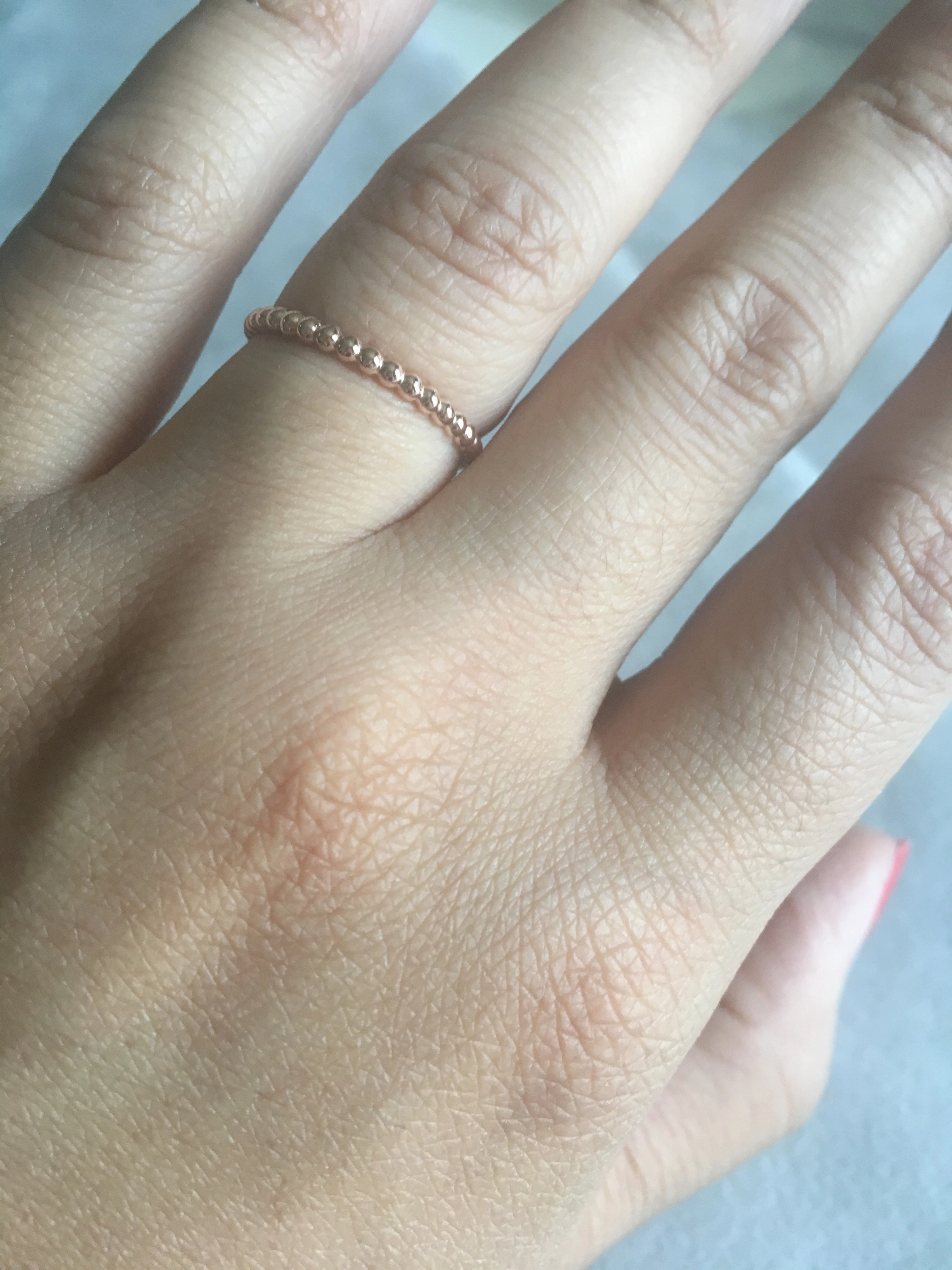 14K Beaded Stackable Band