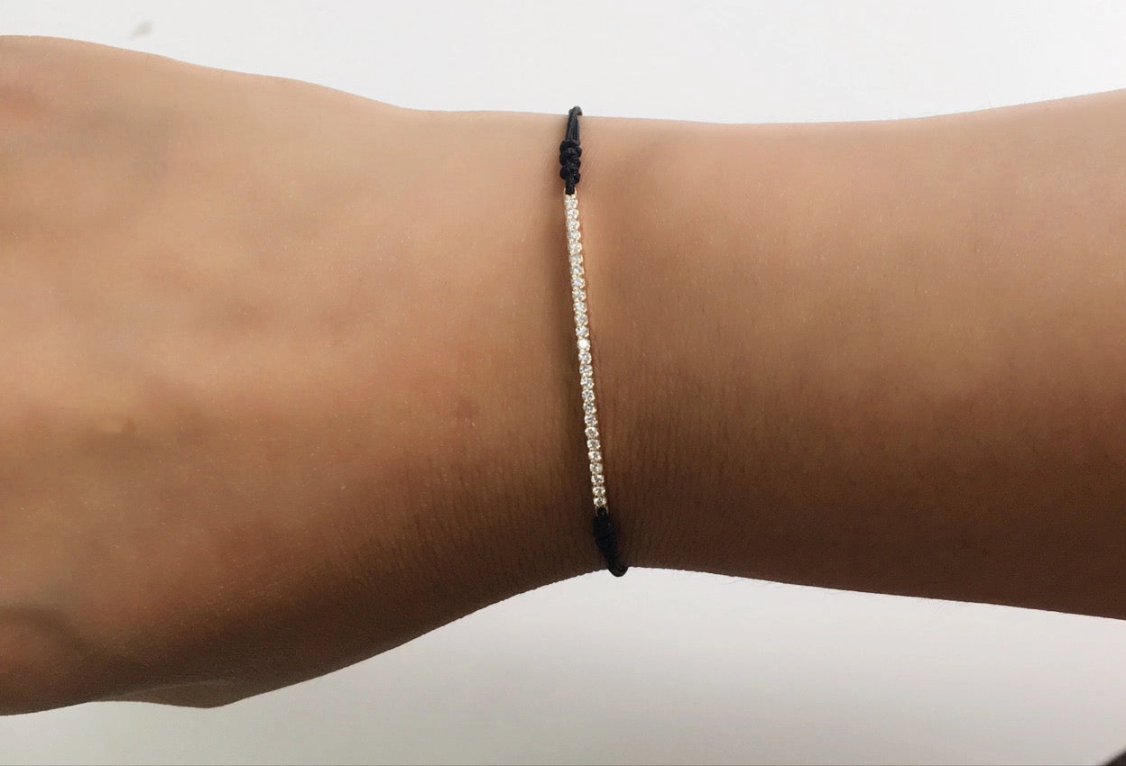 14K Diamond Bar Macrame Bracelet