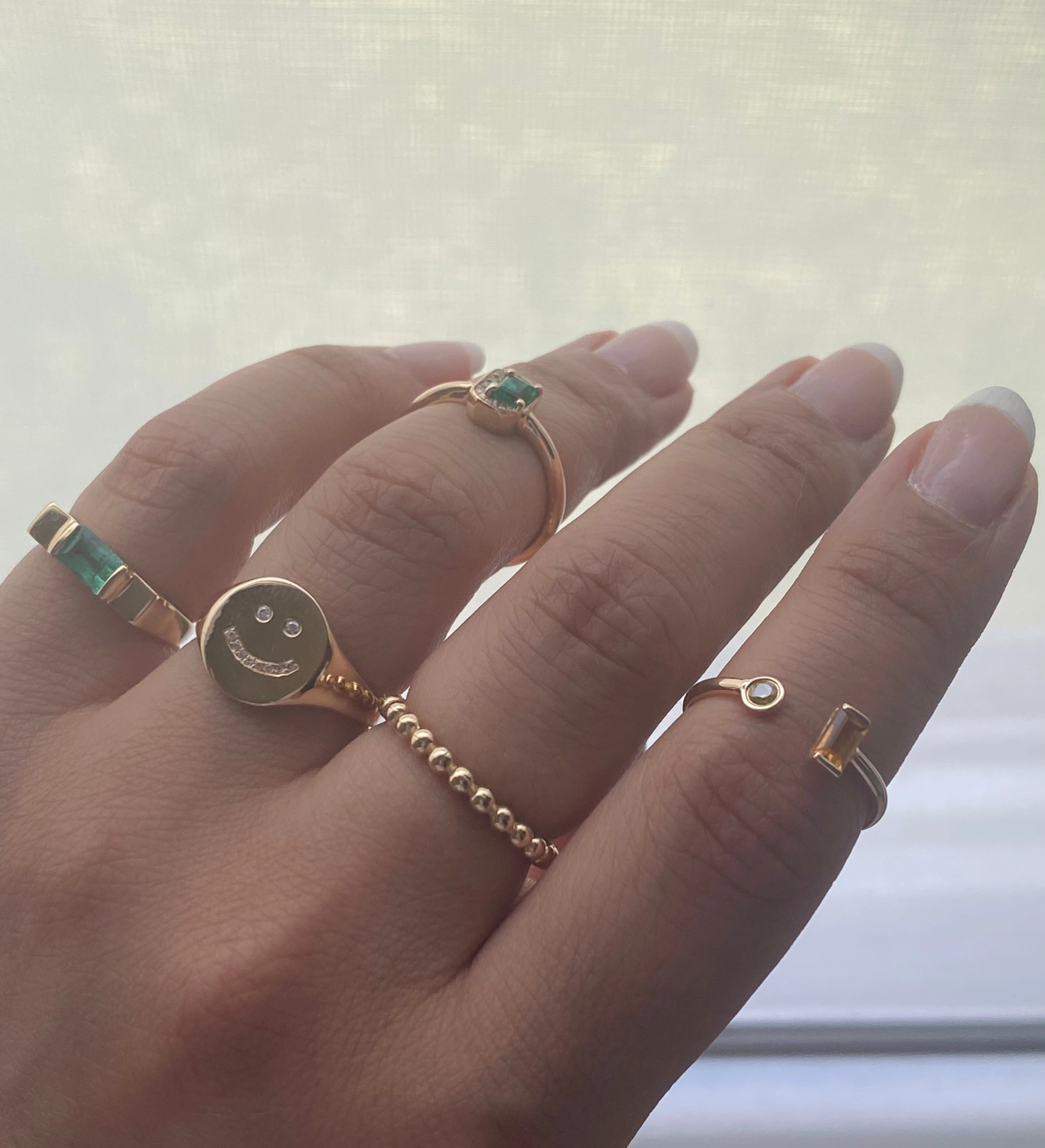 14k Diamond Be Happy Ring