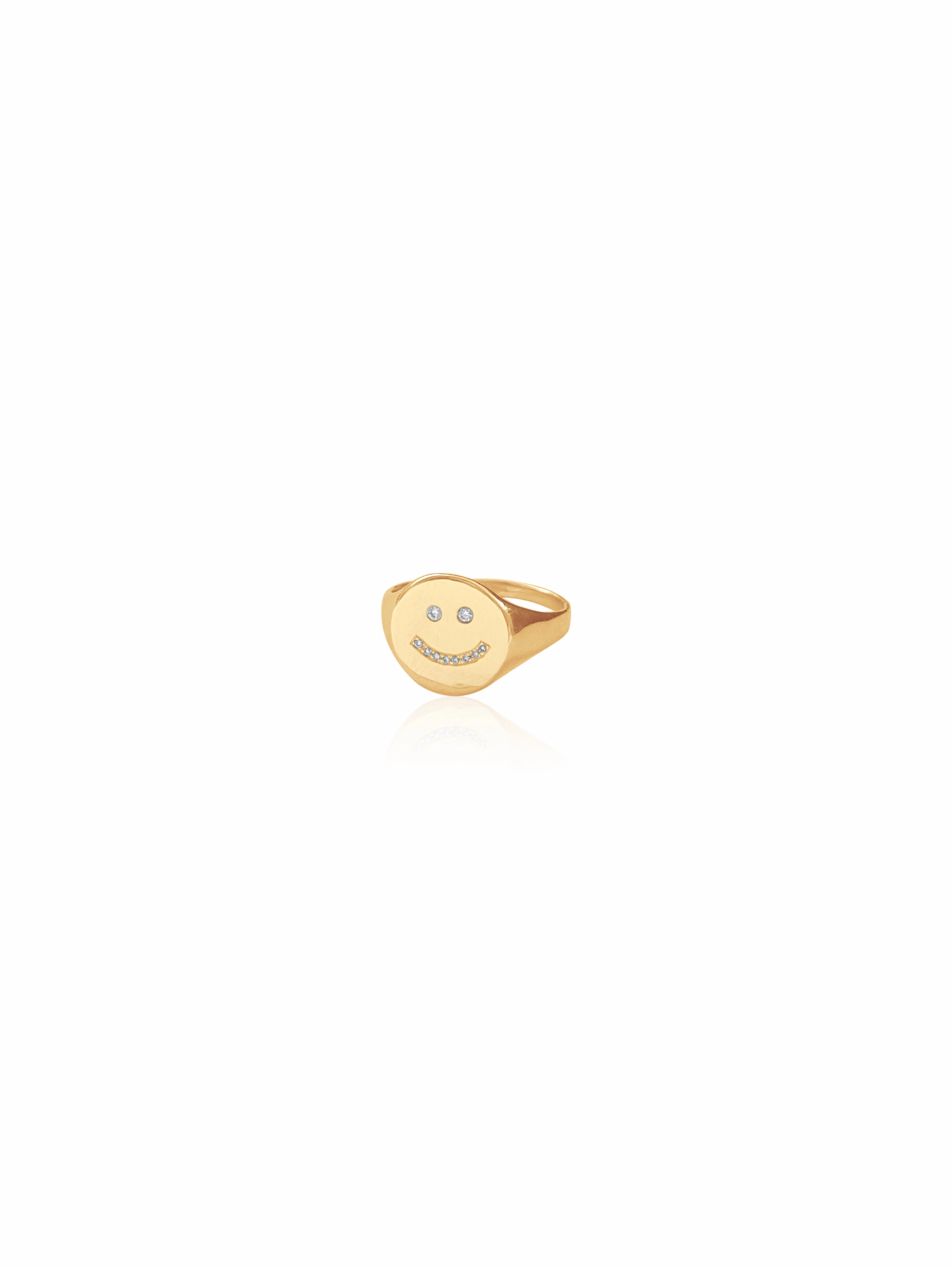 14k Diamond Be Happy Ring