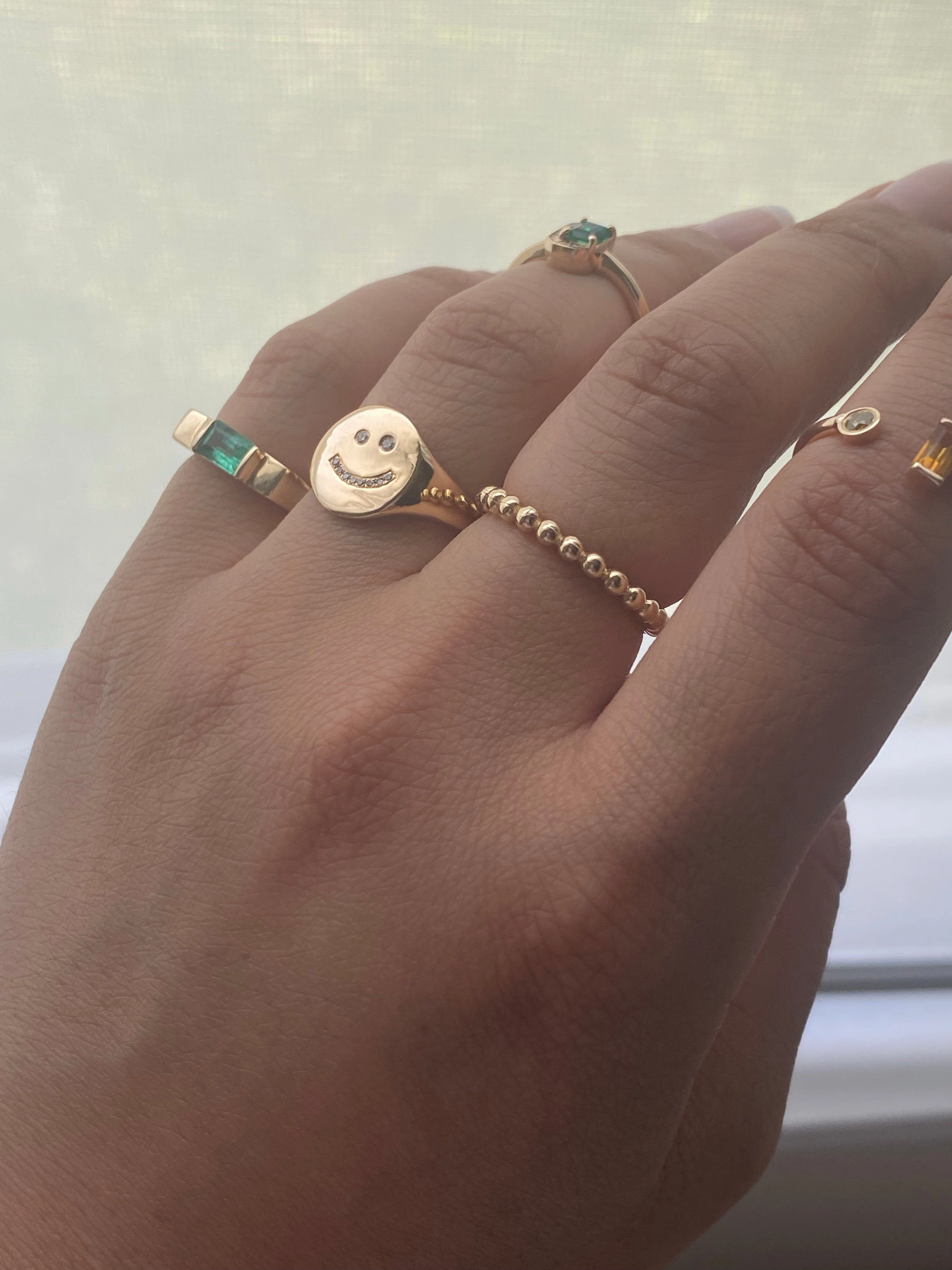 14k Diamond Be Happy Ring
