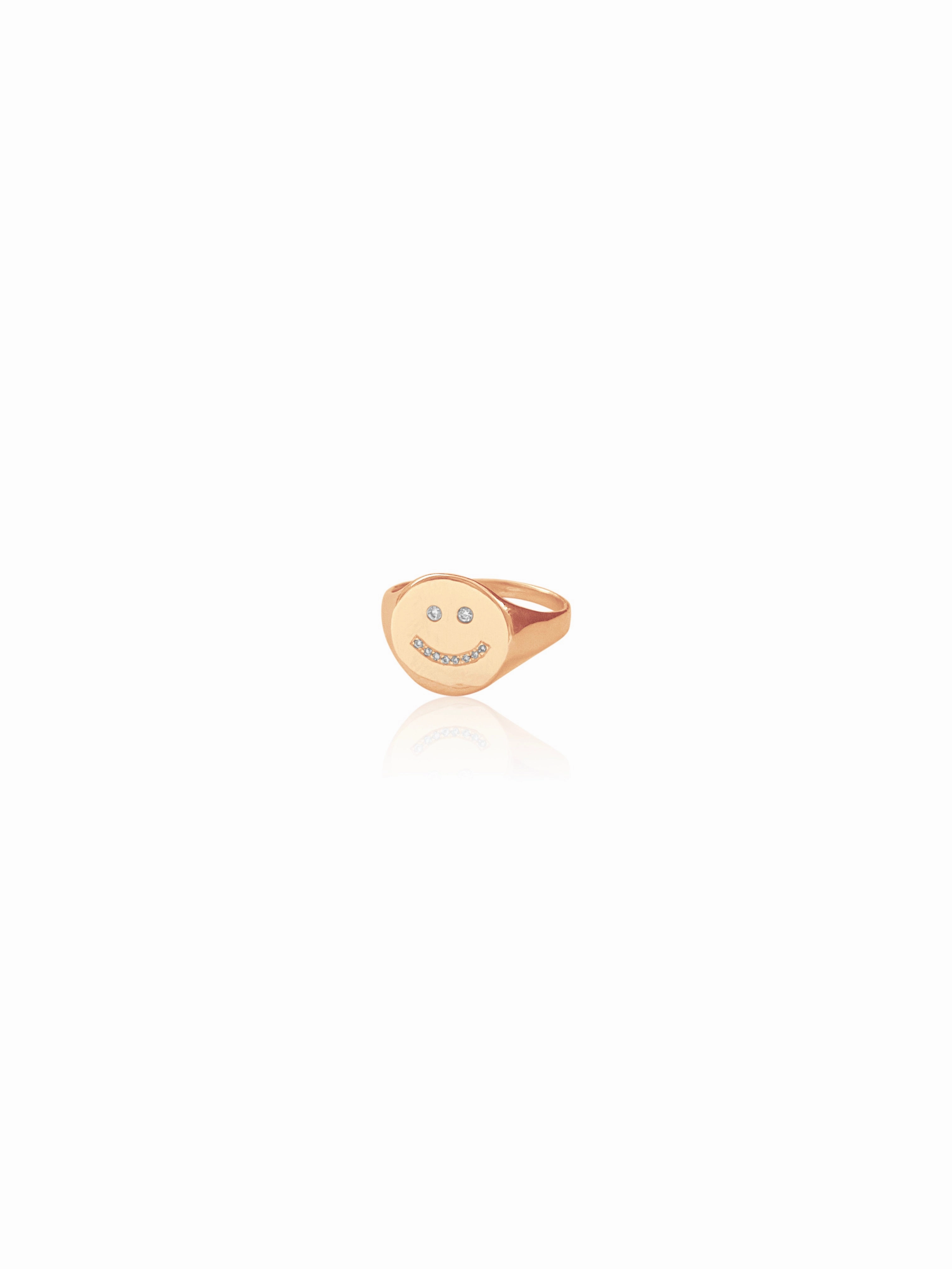 14k Diamond Be Happy Ring