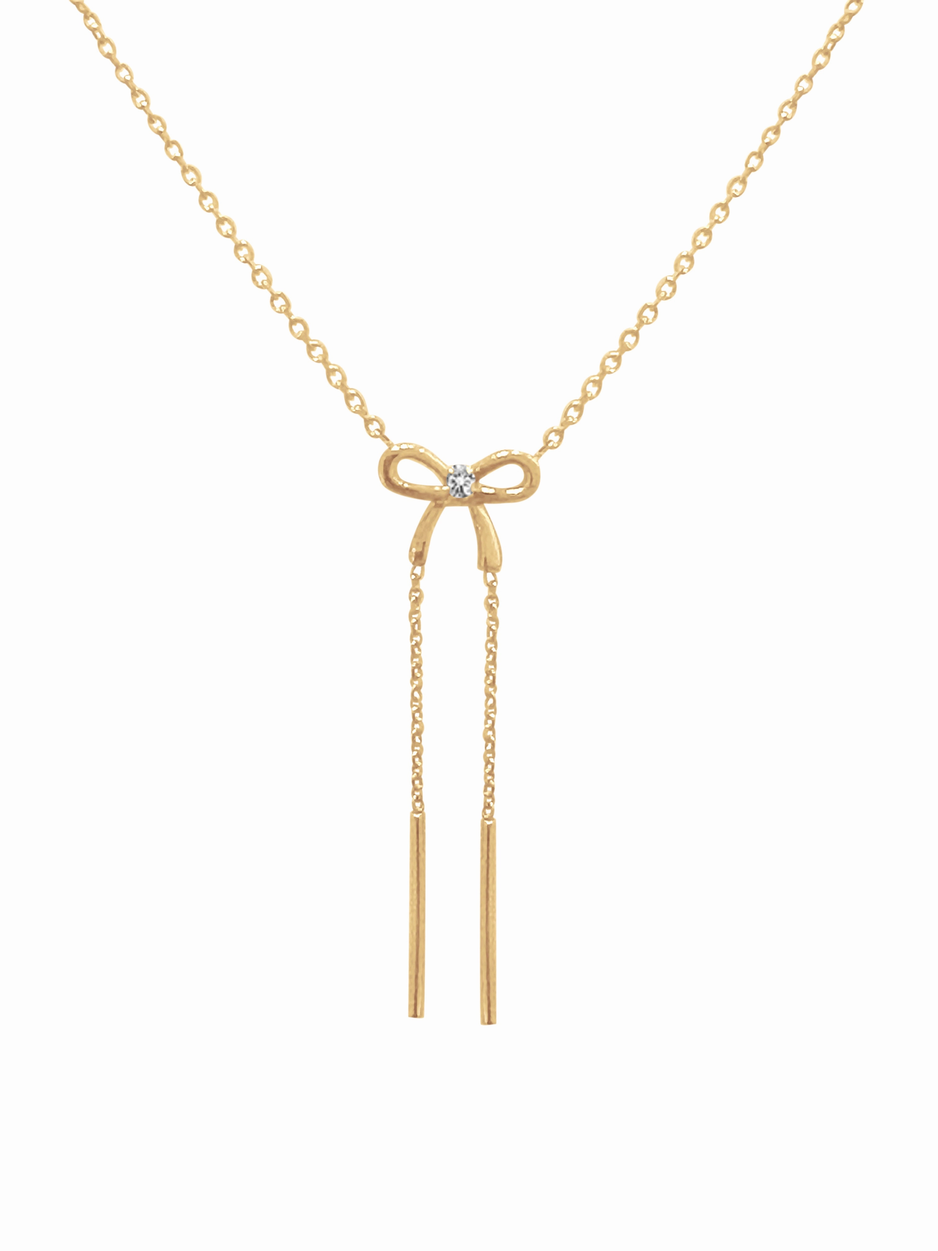 14k Diamond Bow Necklace