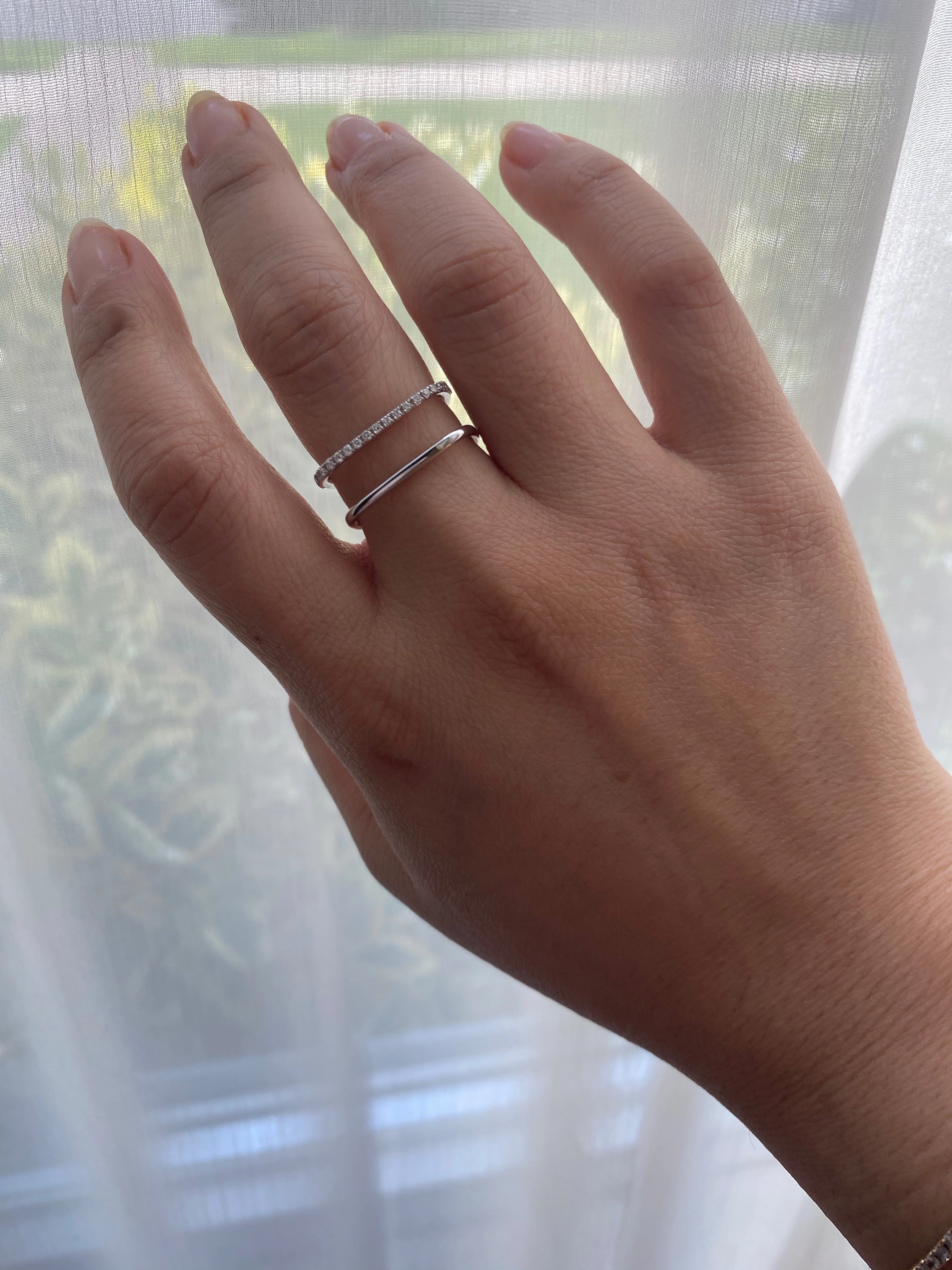 14k Diamond Double Band Adjustable Square Ring