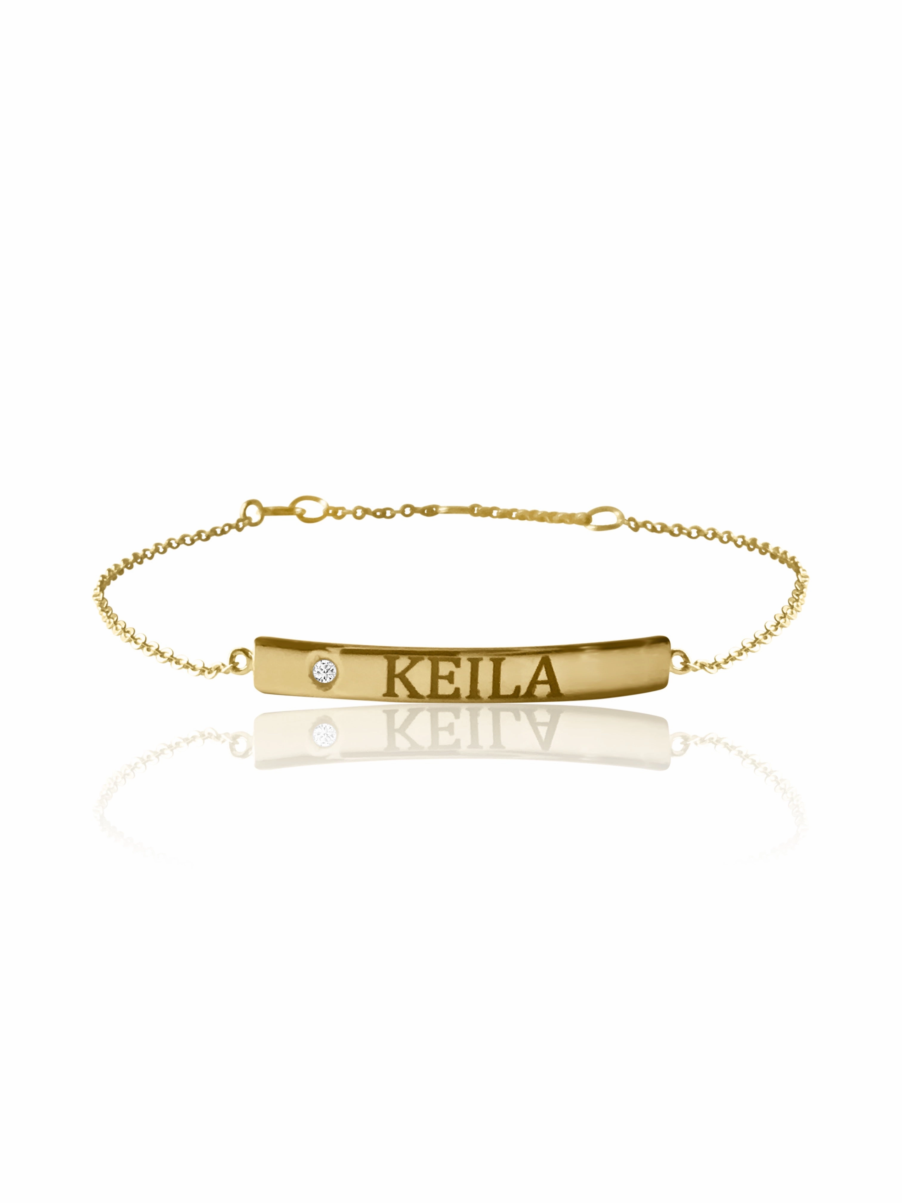 14K Diamond Engravable ID Bracelet