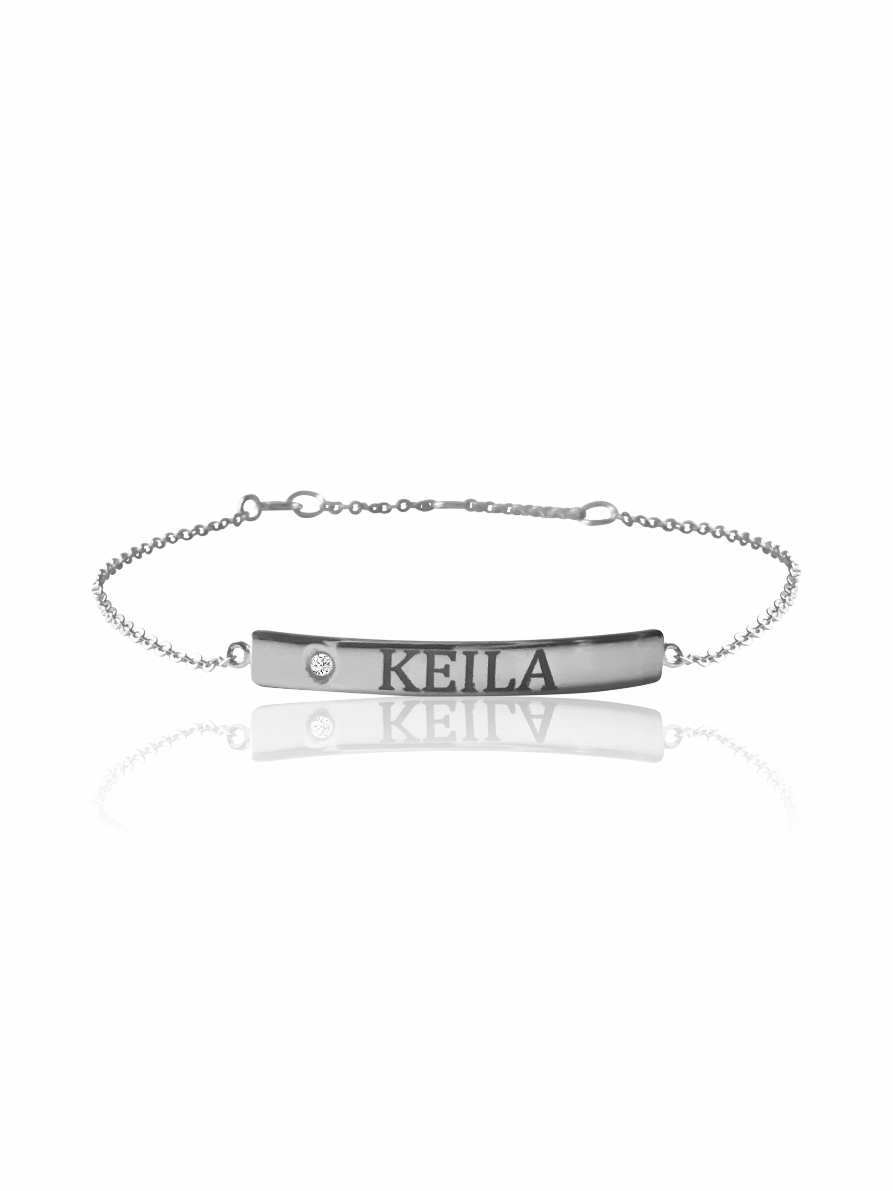 14K Diamond Engravable ID Bracelet