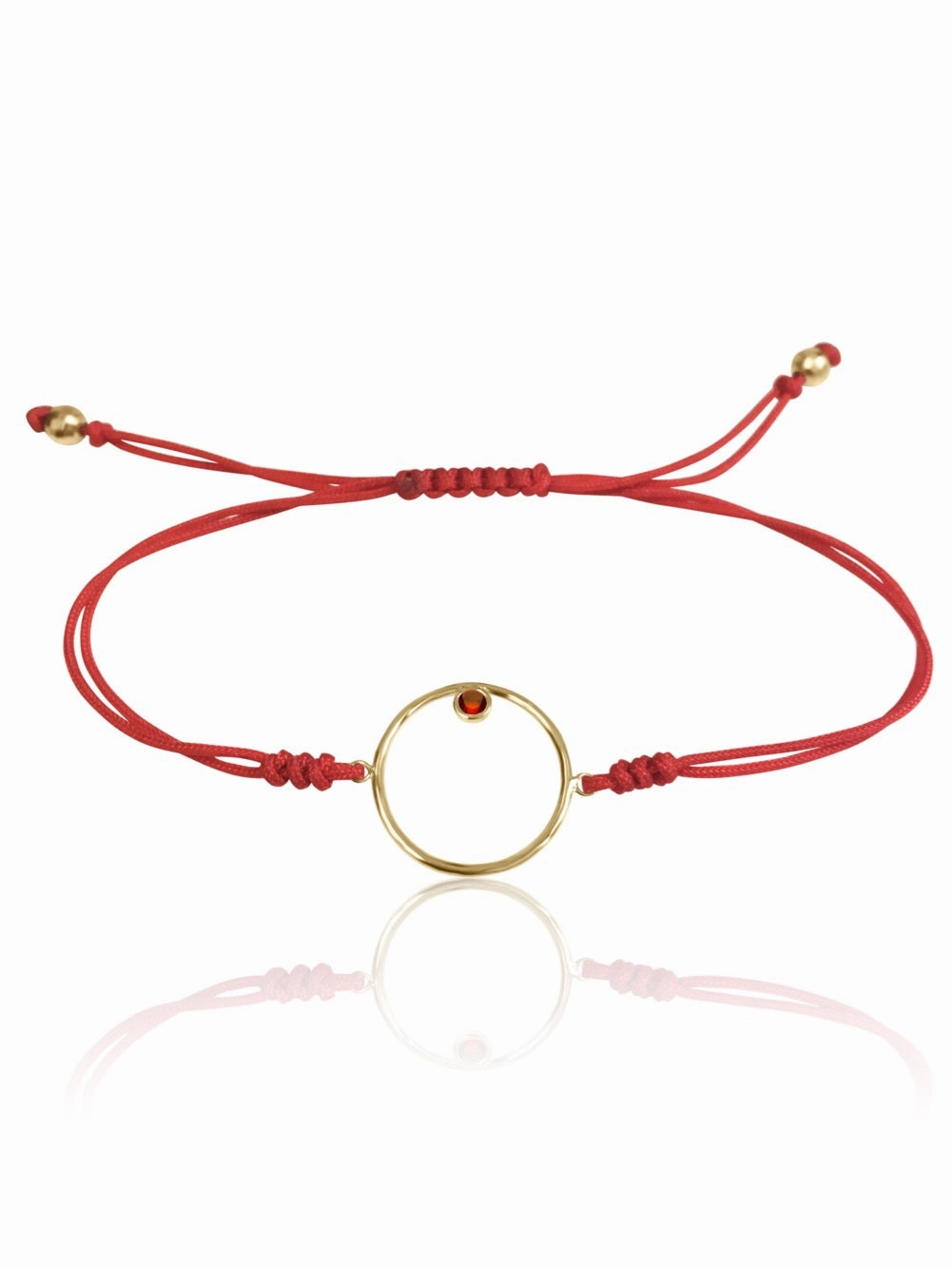14K Diamond/Gemstone Circle Macrame Bracelet