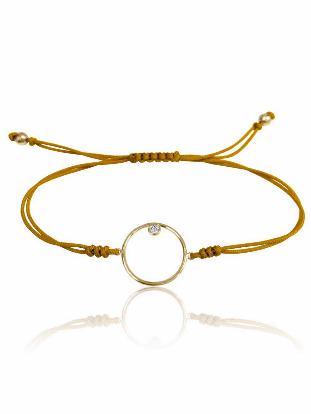 14K Diamond/Gemstone Circle Macrame Bracelet