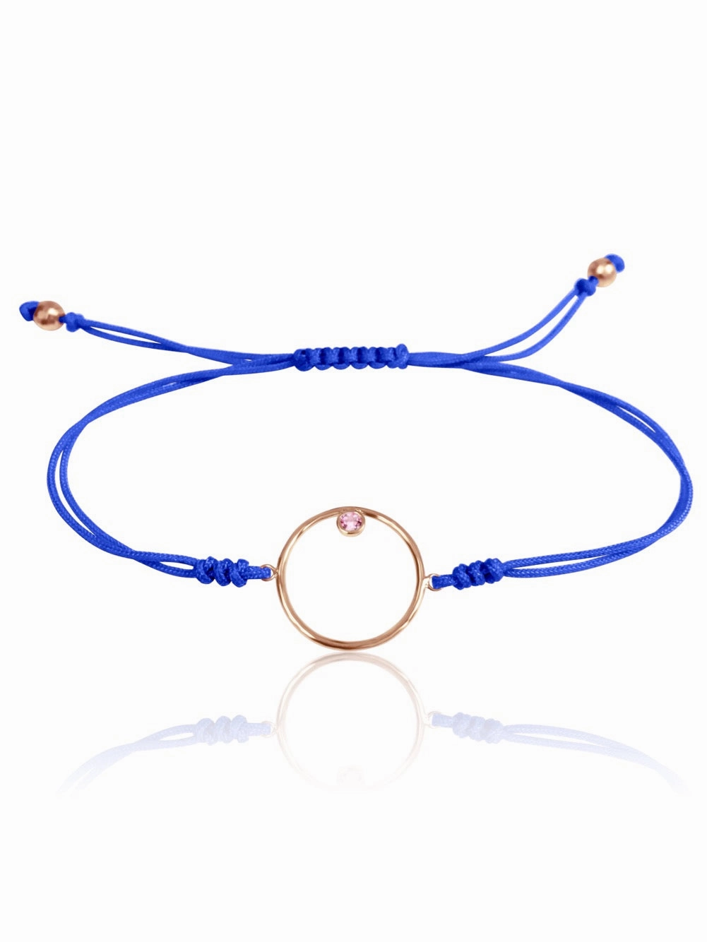 14K Diamond/Gemstone Circle Macrame Bracelet