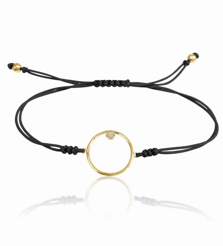 14K Diamond/Gemstone Circle Macrame Bracelet