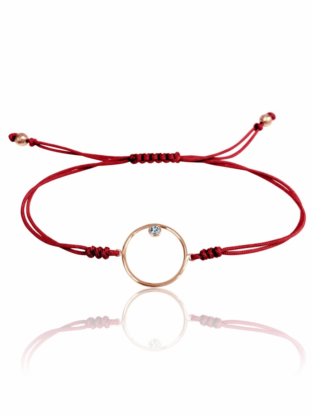 14K Diamond/Gemstone Circle Macrame Bracelet