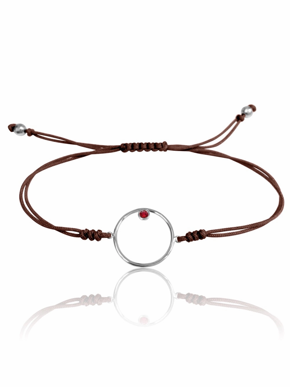 14K Diamond/Gemstone Circle Macrame Bracelet