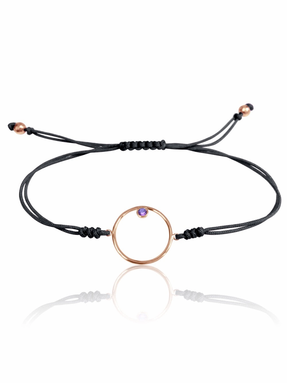 14K Diamond/Gemstone Circle Macrame Bracelet