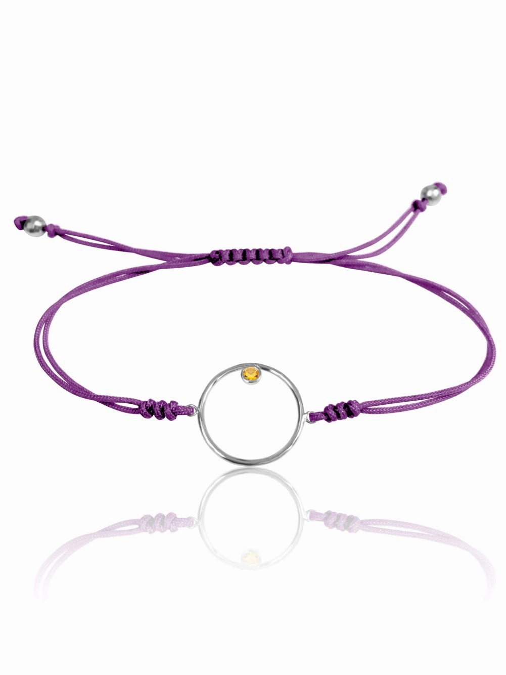 14K Diamond/Gemstone Circle Macrame Bracelet