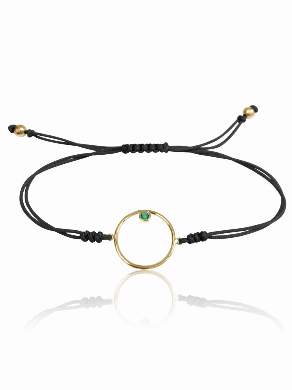 14K Diamond/Gemstone Circle Macrame Bracelet