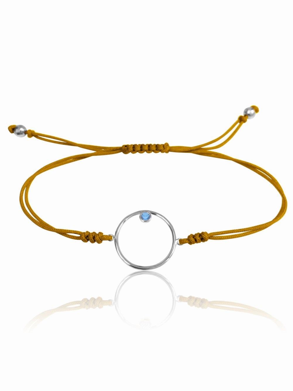 14K Diamond/Gemstone Circle Macrame Bracelet