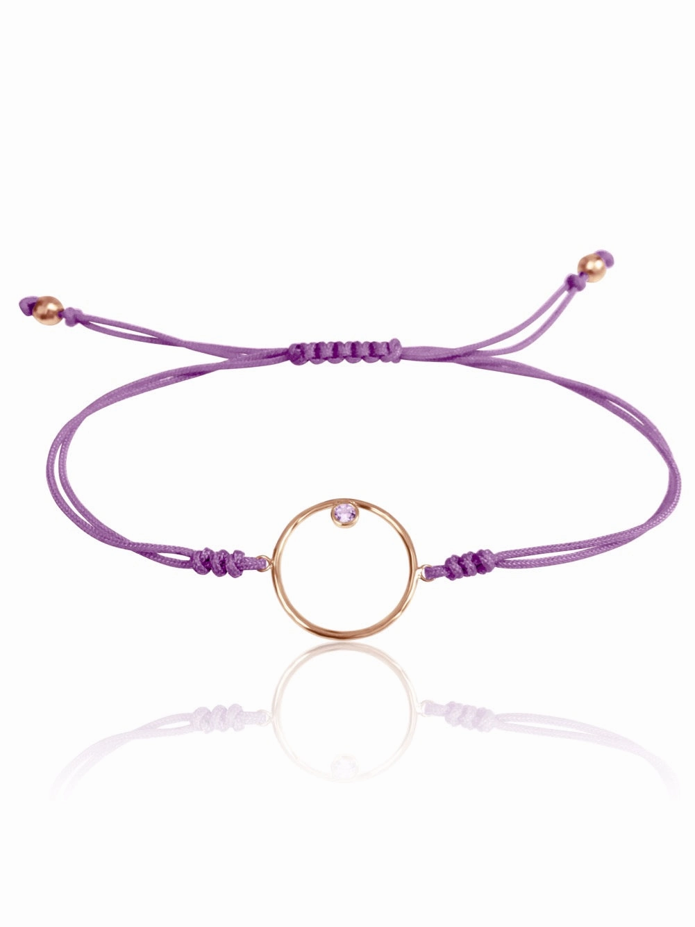 14K Diamond/Gemstone Circle Macrame Bracelet