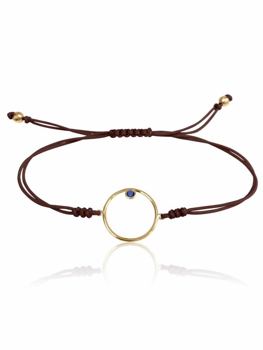 14K Diamond/Gemstone Circle Macrame Bracelet