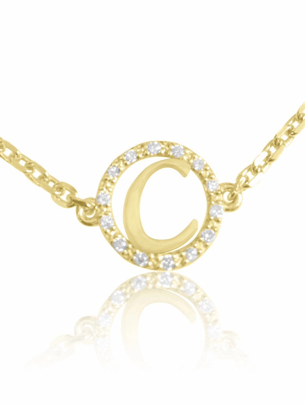 14K Diamond Halo Initial Bracelet