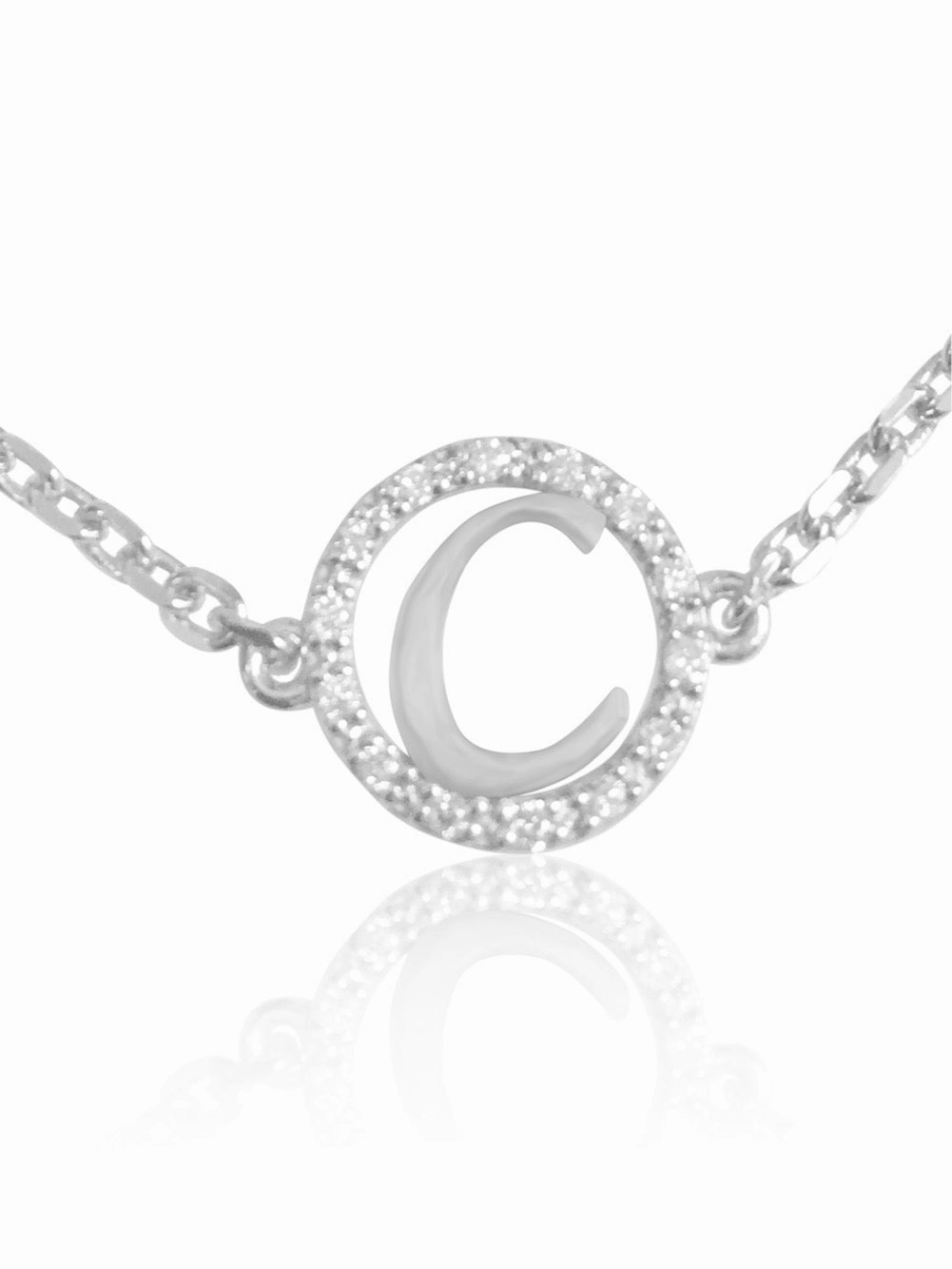 14K Diamond Halo Initial Bracelet