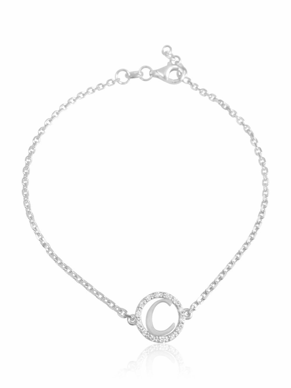 14K Diamond Halo Initial Bracelet