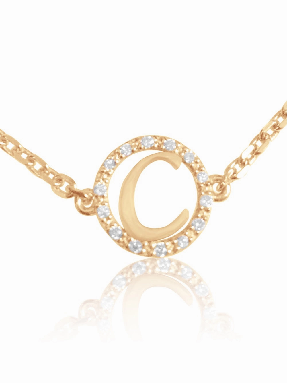 14K Diamond Halo Initial Bracelet