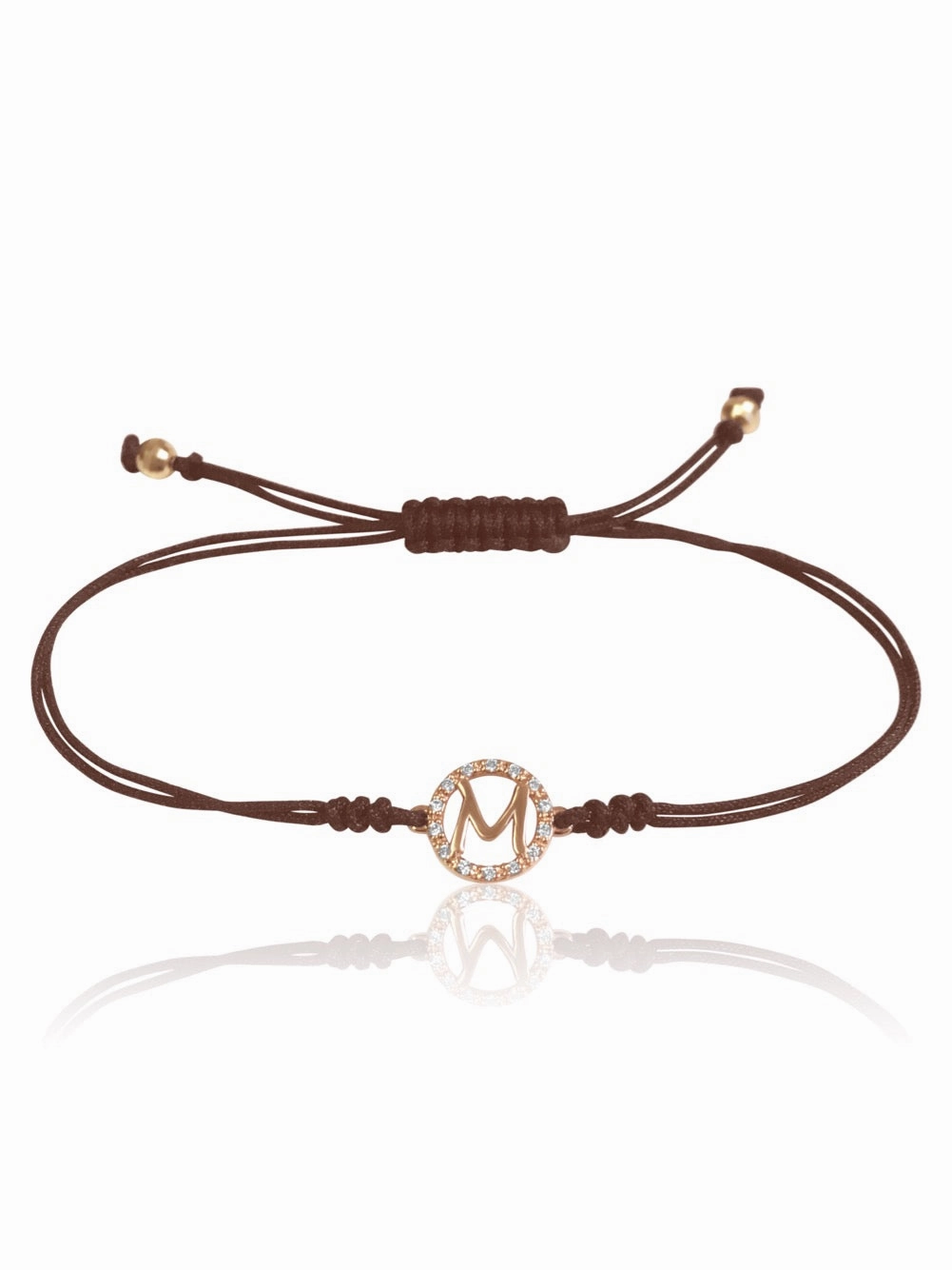 14K Diamond Halo Initial Macrame Bracelet