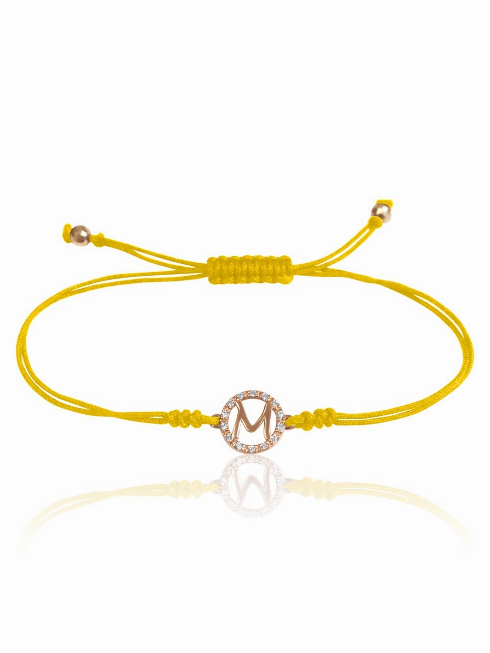 14K Diamond Halo Initial Macrame Bracelet