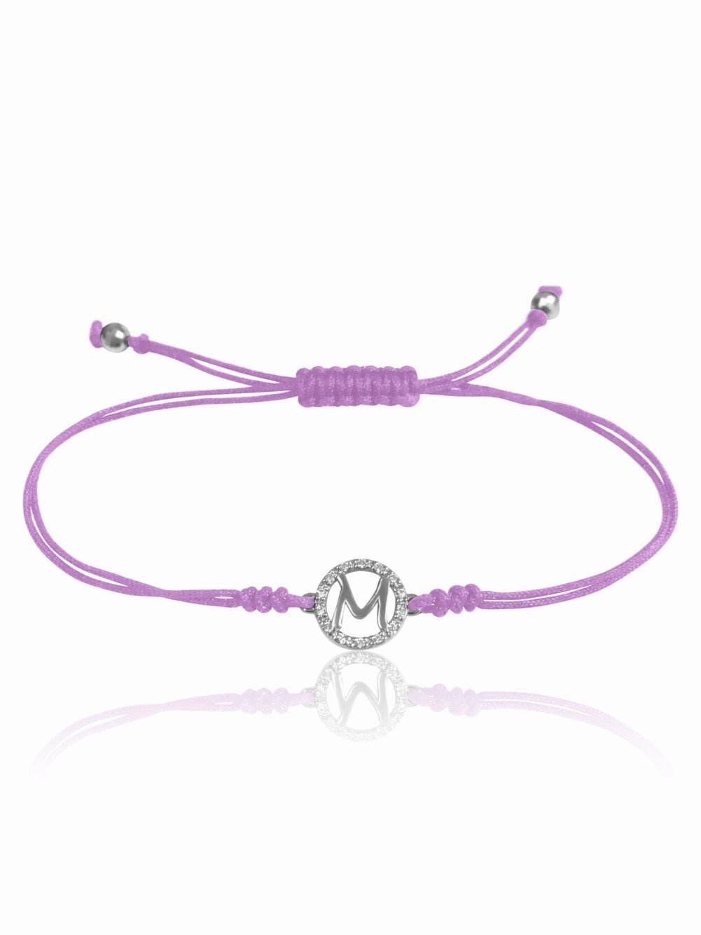 14K Diamond Halo Initial Macrame Bracelet