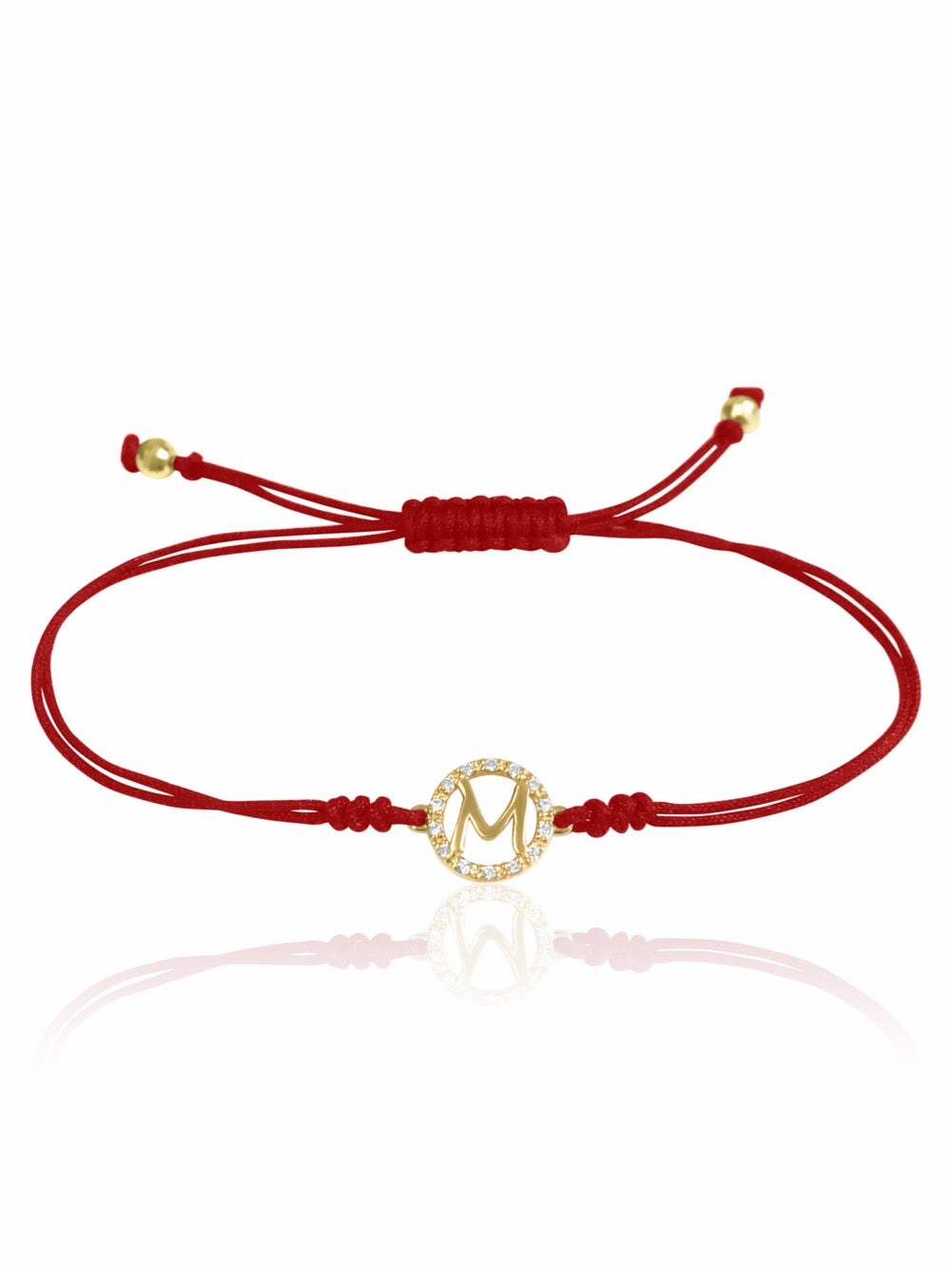 14K Diamond Halo Initial Macrame Bracelet