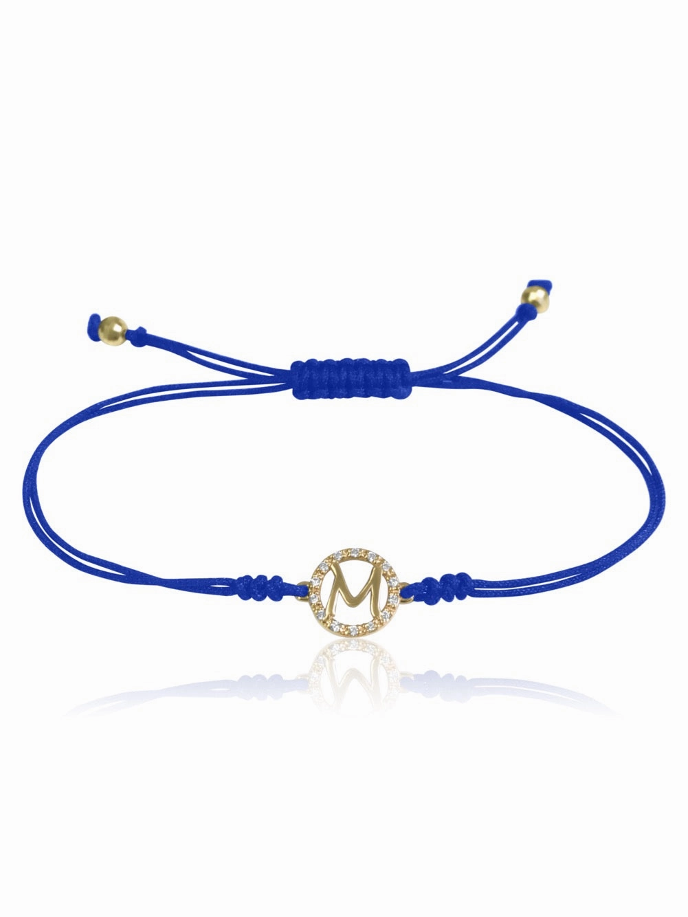 14K Diamond Halo Initial Macrame Bracelet
