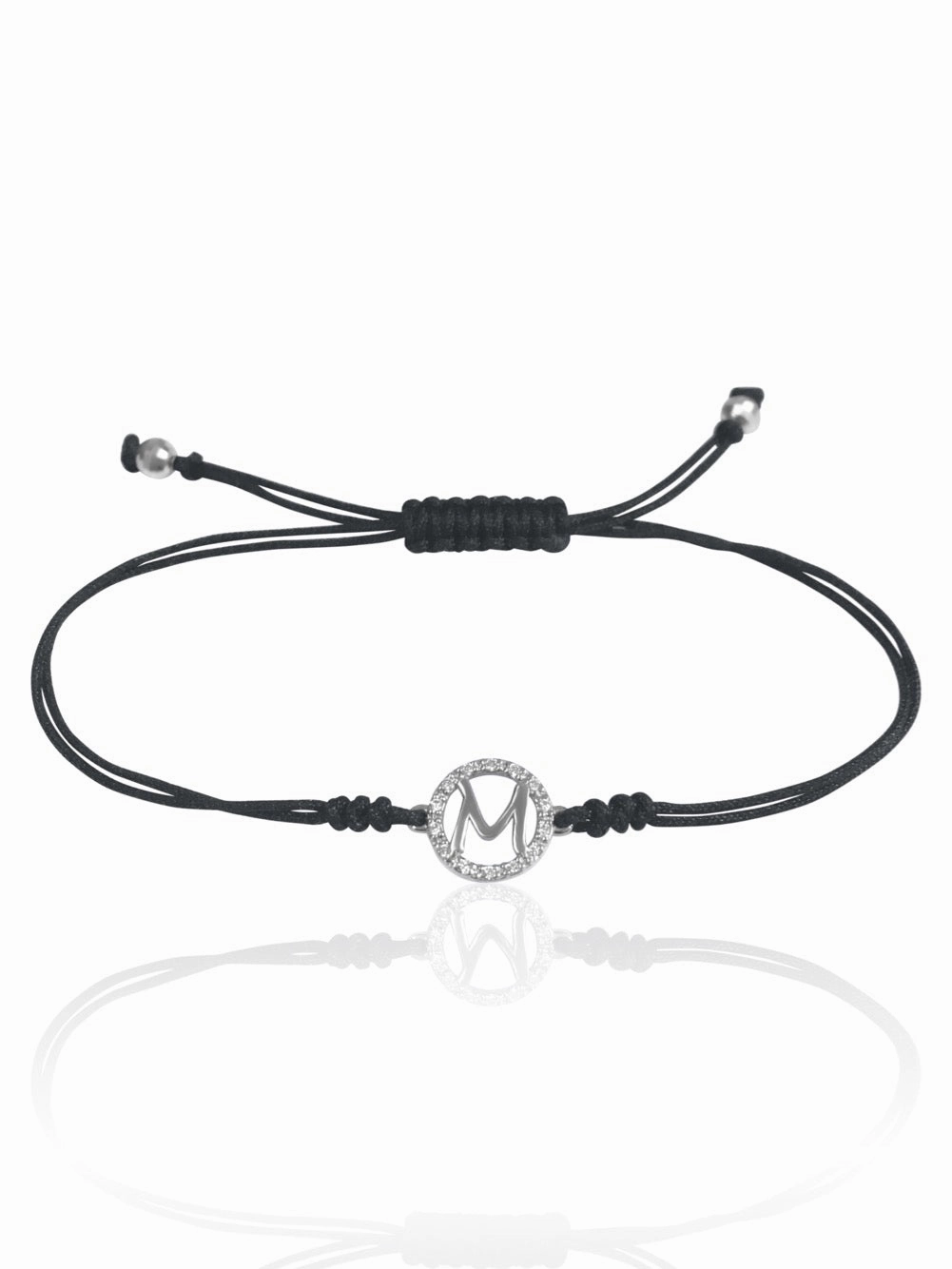 14K Diamond Halo Initial Macrame Bracelet