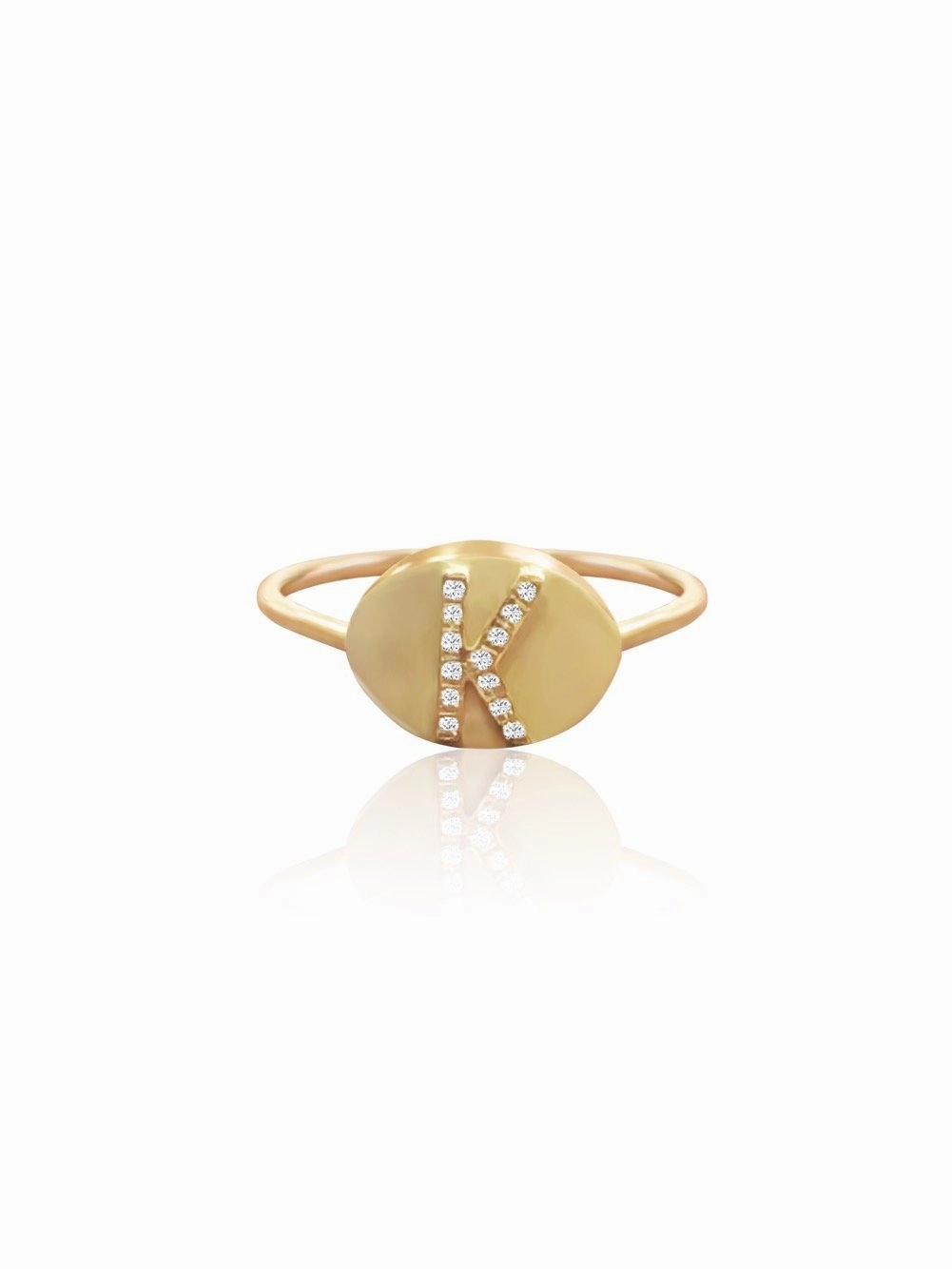 14K Diamond Initial Pinky Ring