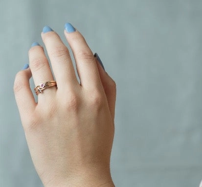 14K Diamond Initial Stackable Ring