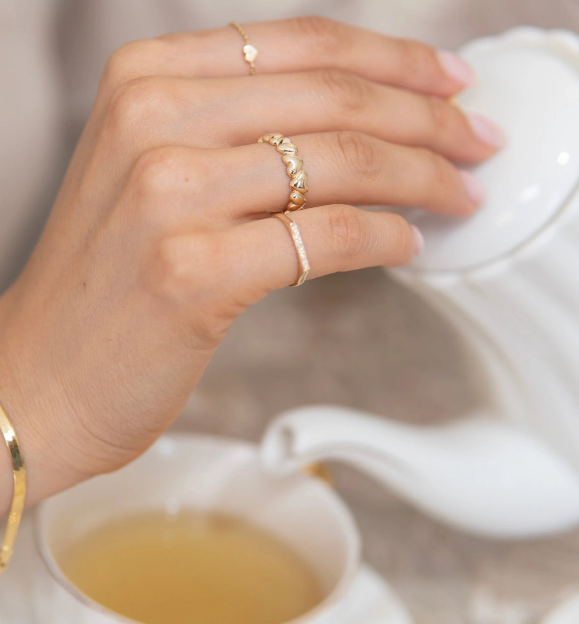 14K Diamond Pave Bar Pinky Ring