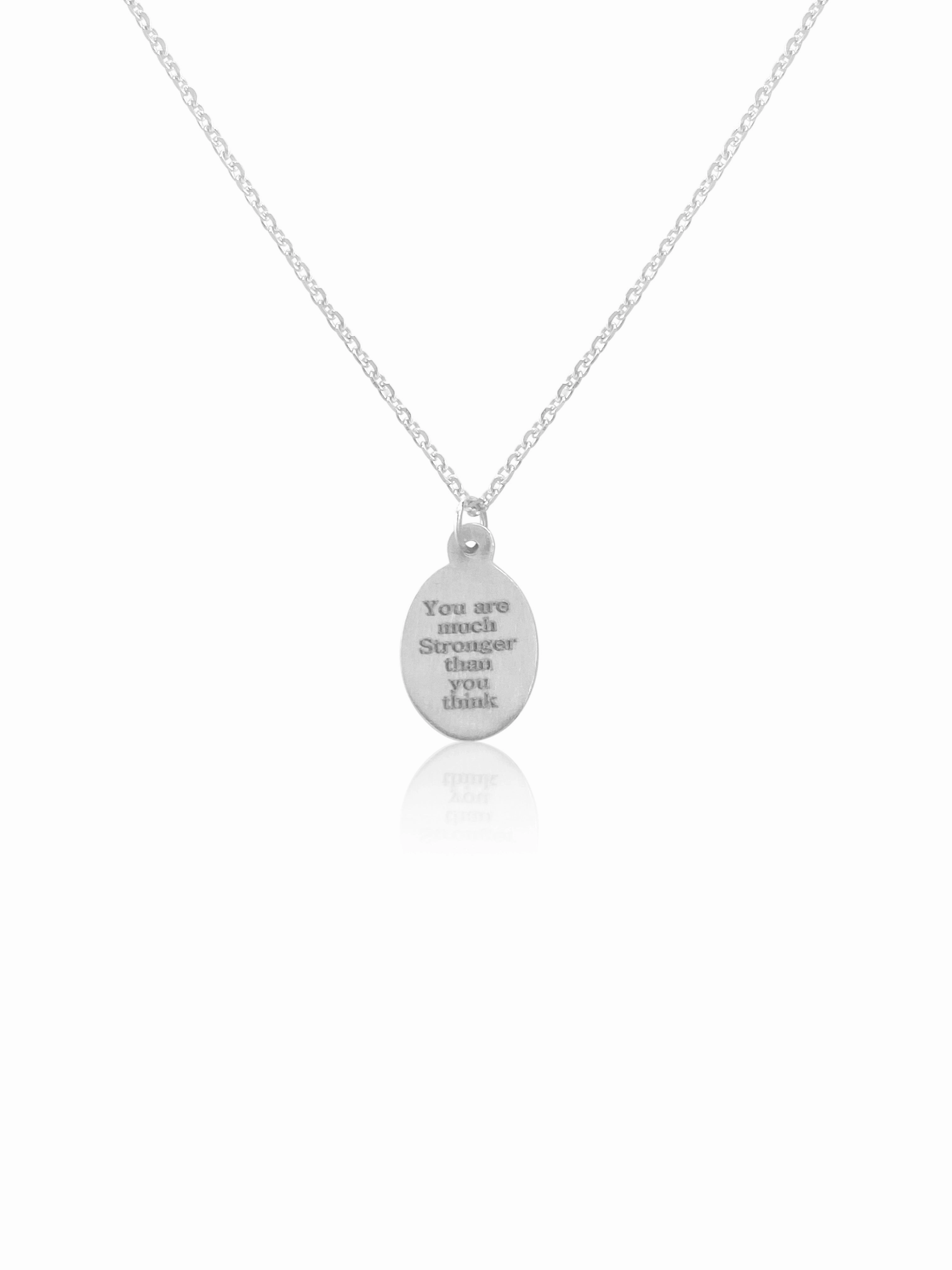 14k Diamond/Sapphire Awareness Ribbon Necklace With Back Engraving