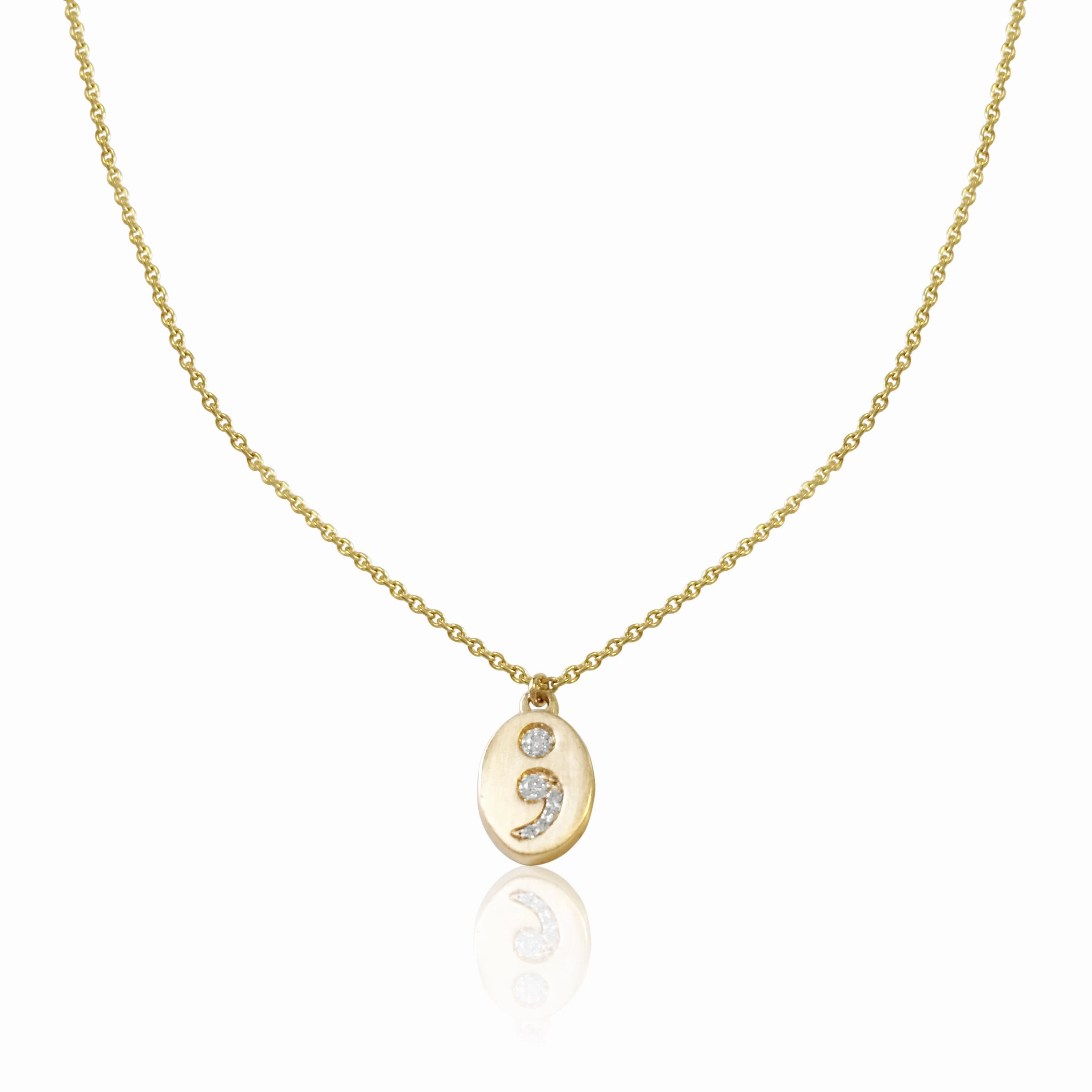 14k Diamond Semicolon Necklace