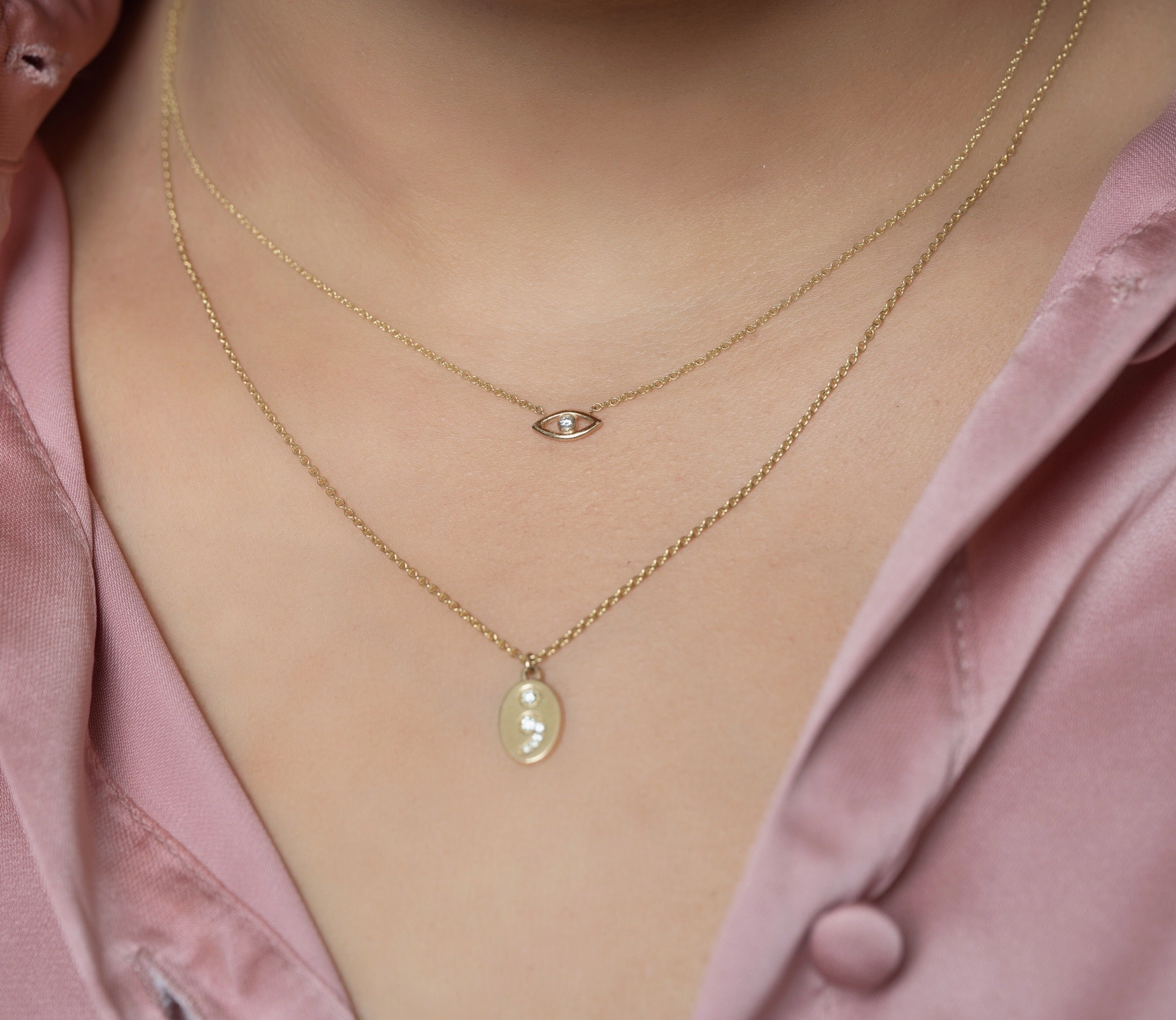 14k Diamond Semicolon Necklace