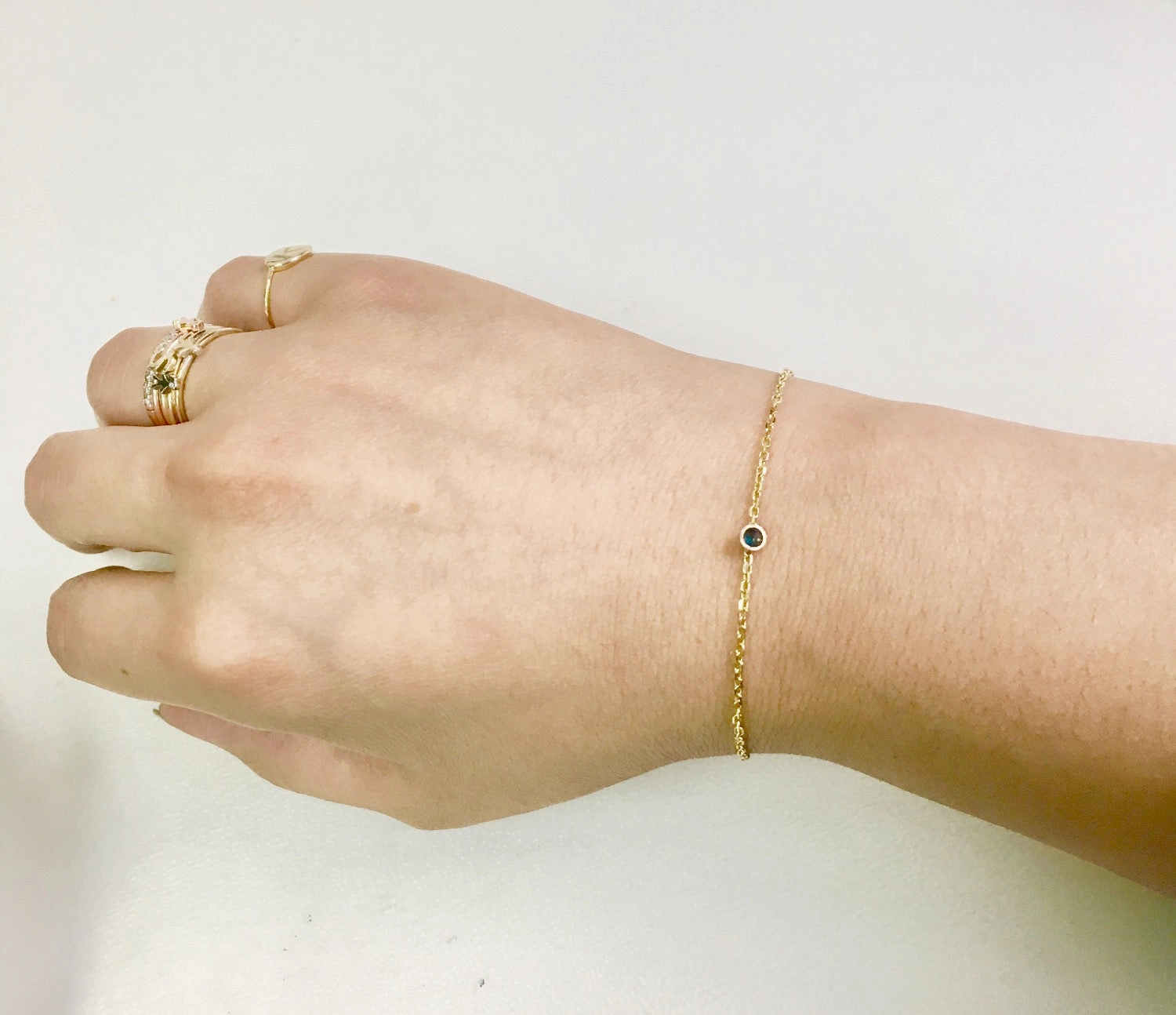 14K Gemstone Bezel Bracelet