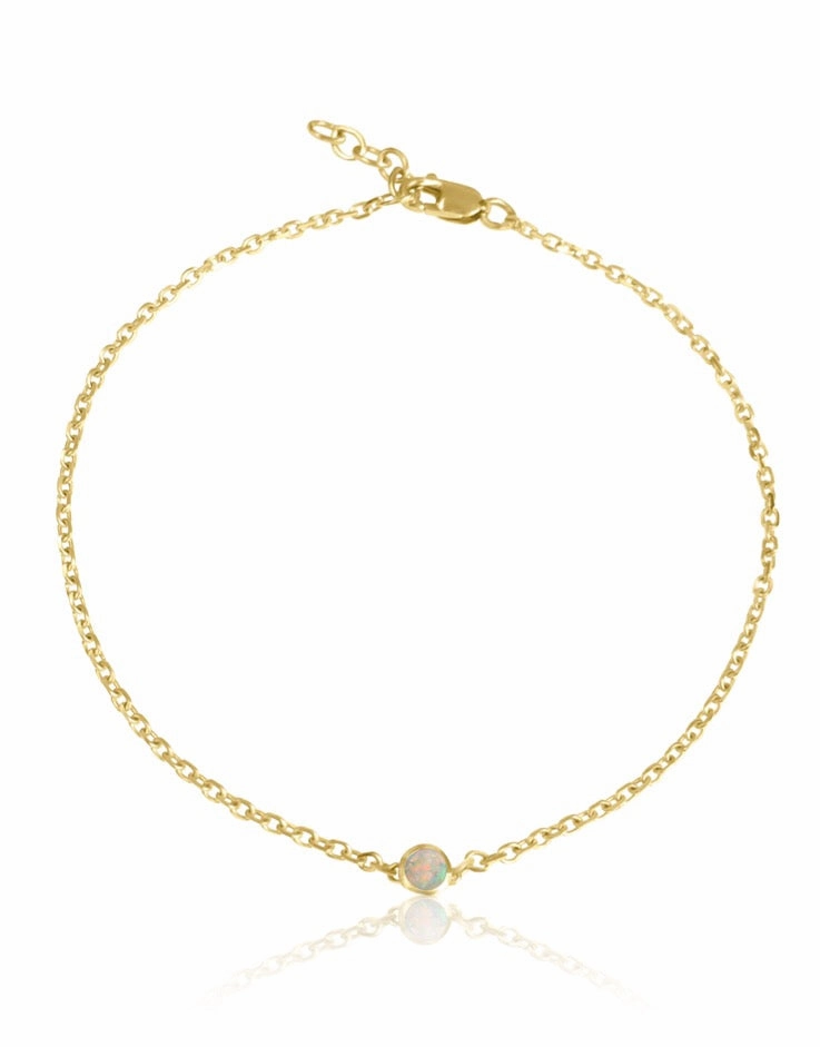 14K Gemstone Bezel Bracelet