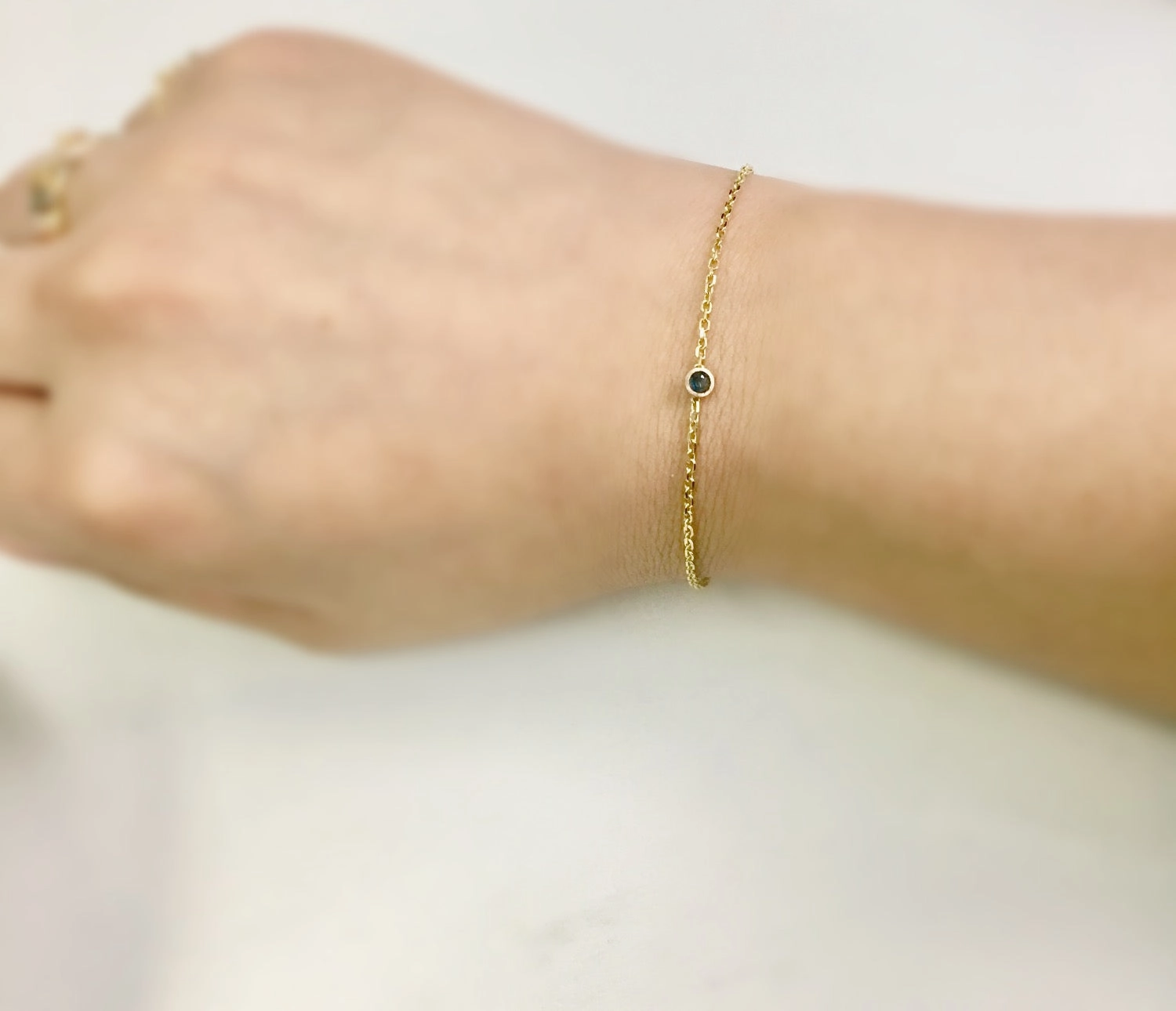 14K Gemstone Bezel Bracelet