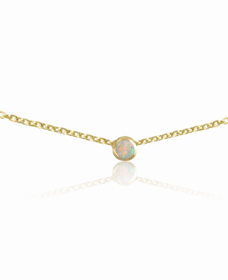 14K Gemstone Bezel Necklace