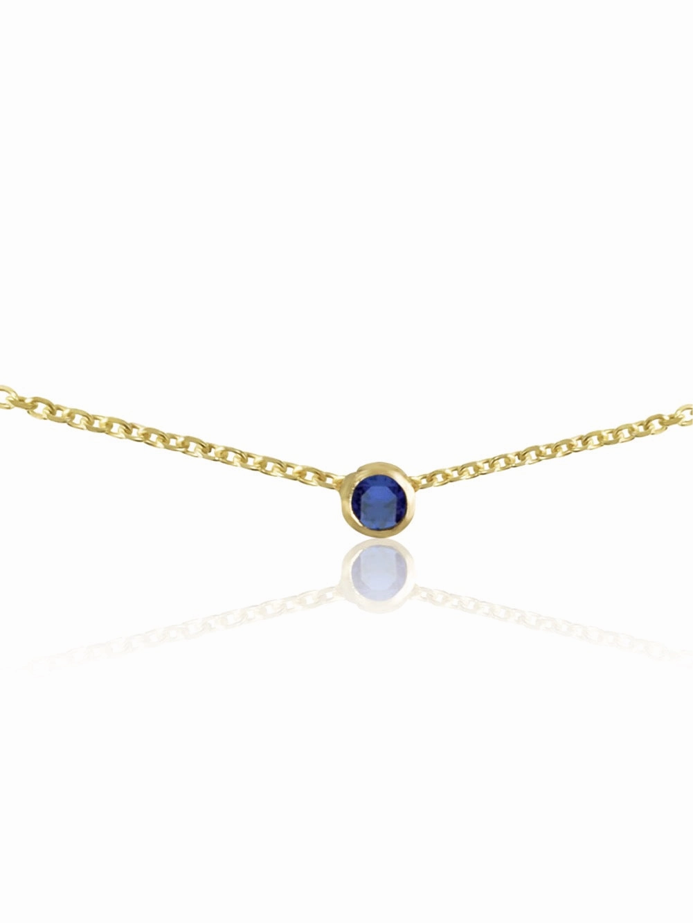 14K Gemstone Bezel Necklace
