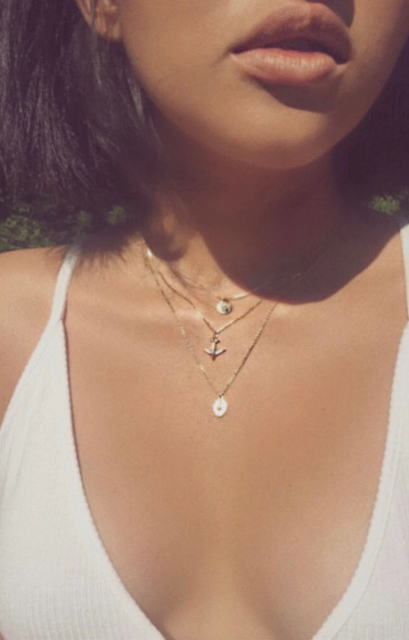 14K Gold Airplane Micropave Diamond Necklace