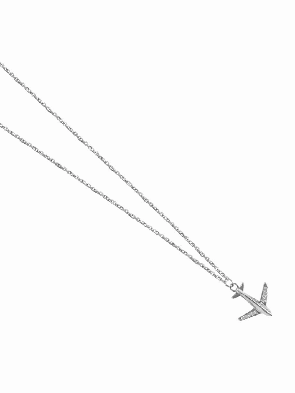 14K Gold Airplane Micropave Diamond Necklace