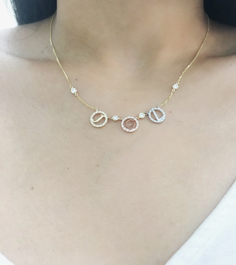 14K Gold & Diamond Initial Necklace