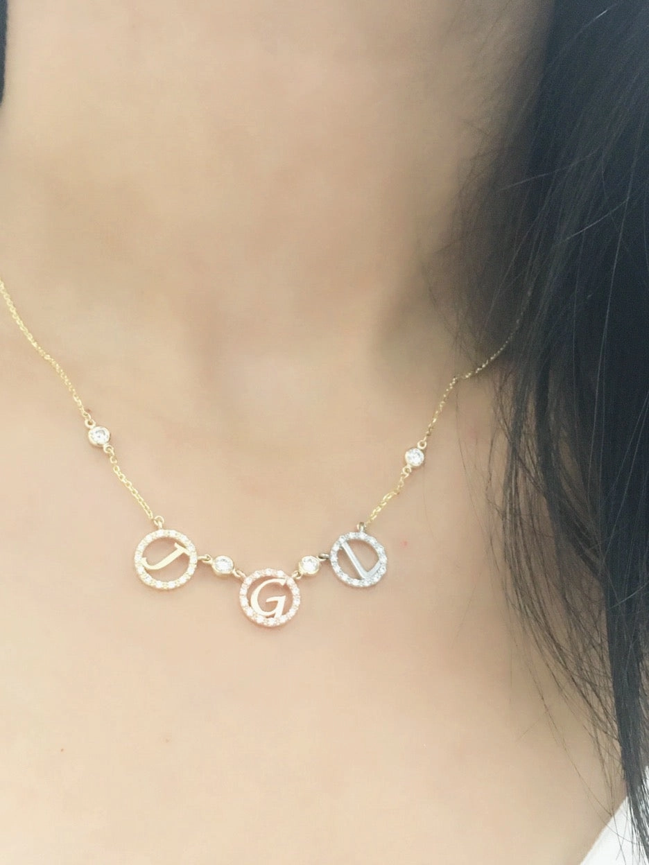 14K Gold & Diamond Initial Necklace