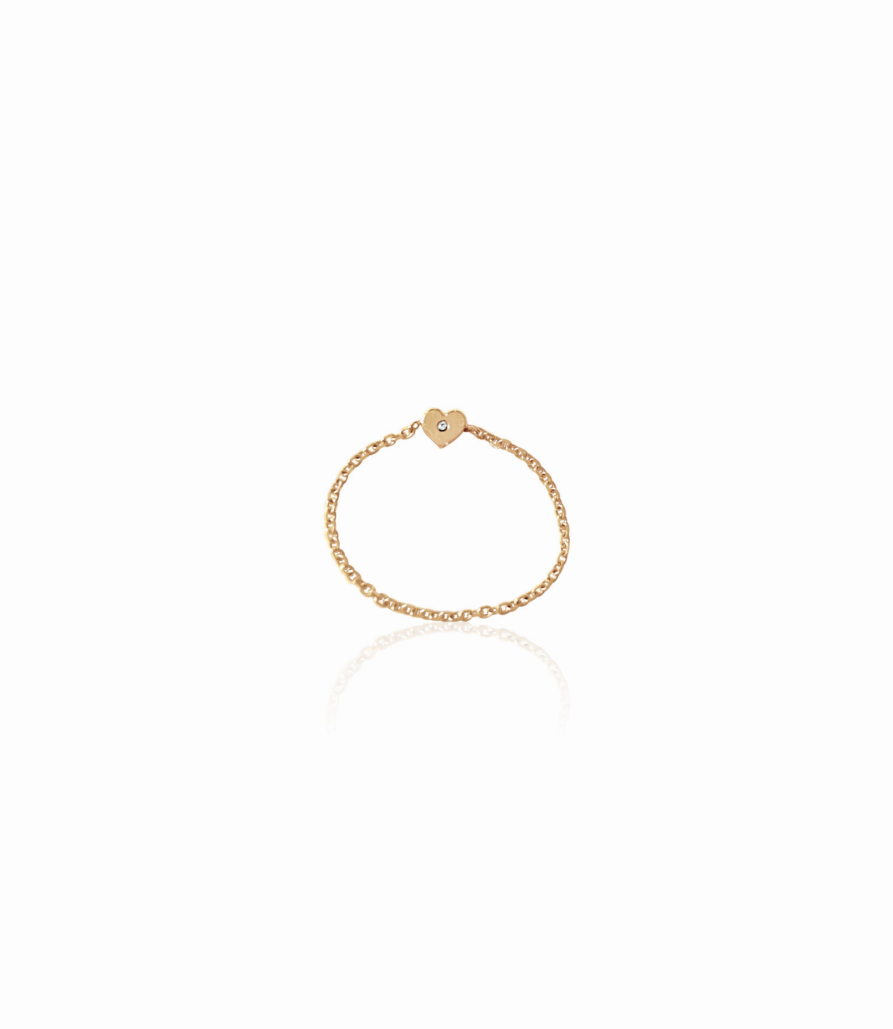 14K Gold & Diamond Soft Chain Mini Heart Ring
