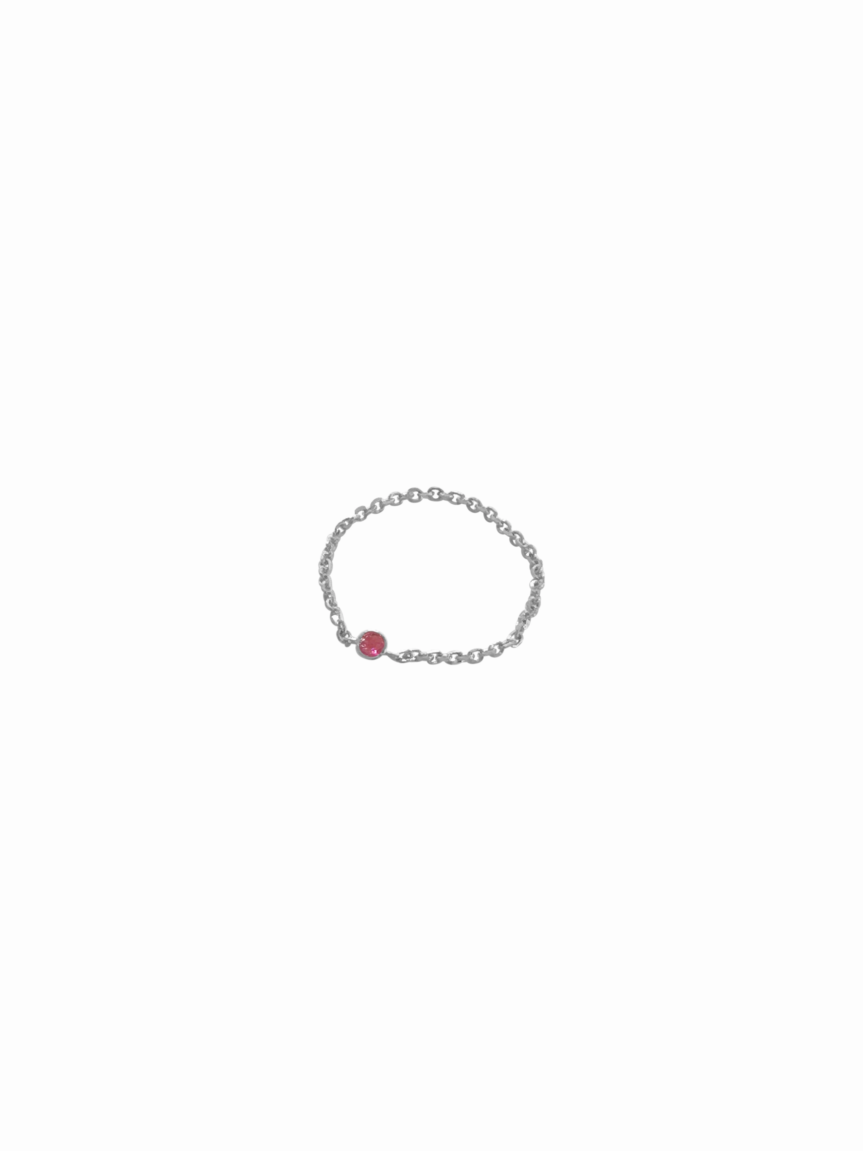 14K Gold & Mini Gemstone Soft Chain Ring